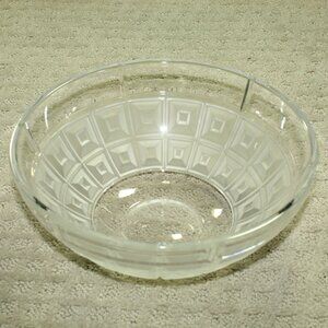 Rosenthal Classic 9.5"x4" Round Clear Glass Bowl with Frosted Geometric Pattern